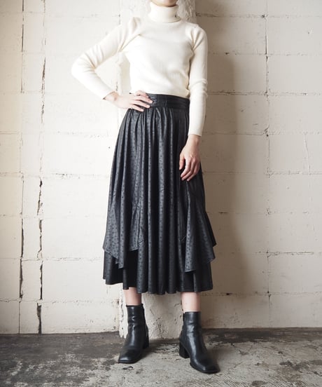 Flared Hem Ostrich Skirt BK