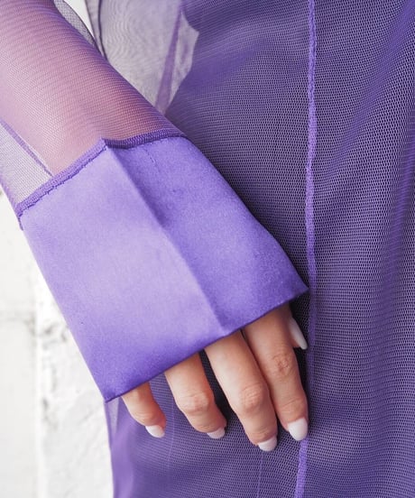 Satin × Sheer L/S Shirt PUR