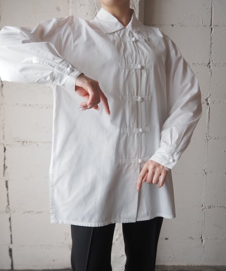 Side Slit Cotton China Shirt WH