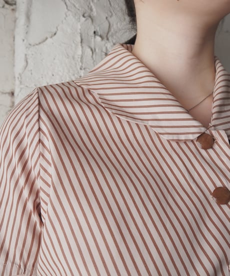 1950-60's Stripe Peter Pan Collar Blouse BEBR