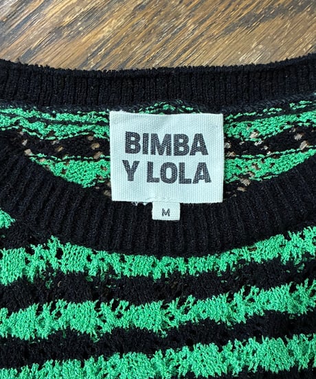 BIMBA Y LOLA Striped Open Work Knit BKGN