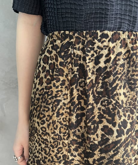 Leopard Pattern Hem Design Skirt BRBK