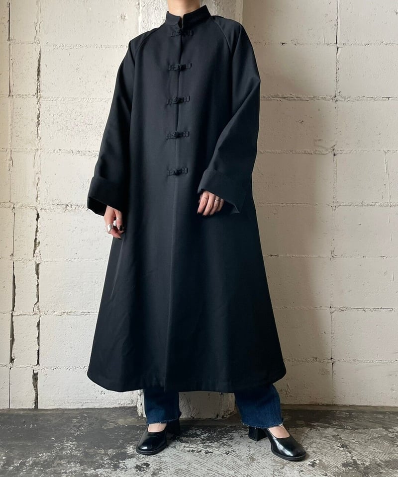 bow.a  CATTLEYA COAT　コート　F　ブラック MESH STAND FALL COLLAR LONG COAT