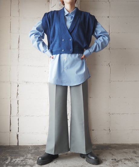 Double Button Vneck Knit Vest    BL