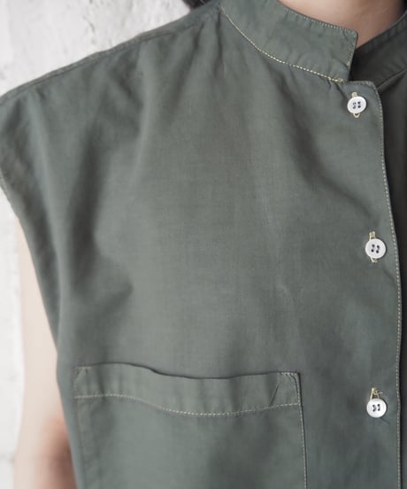 1980's Stand Collar French Sleeve Shirt KA