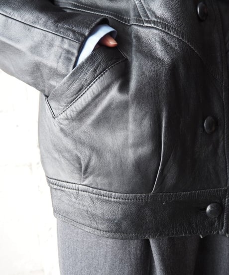 Shawl Collar Leather Jacket BK