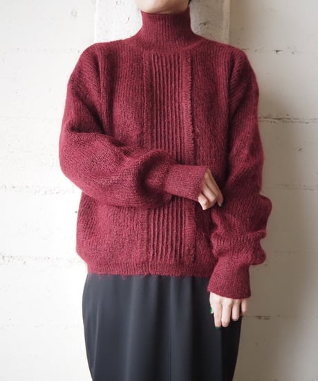 Mock Neck Rib Cuff Knit BUR