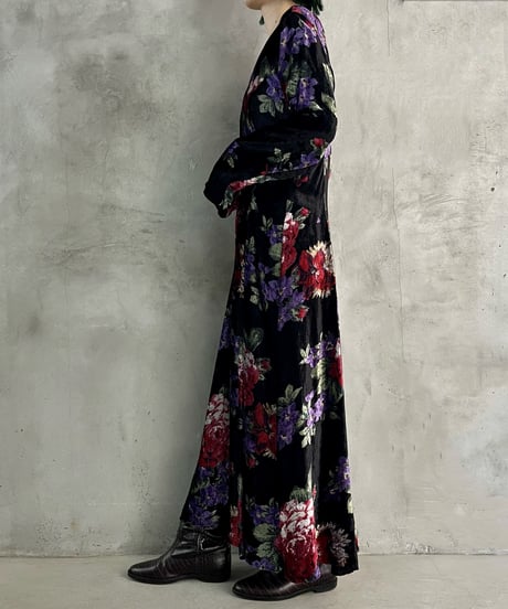 Floral Pattern Velour Dress BKPUR