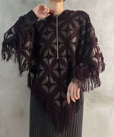 Leather Fringe Design Pocncho PUR