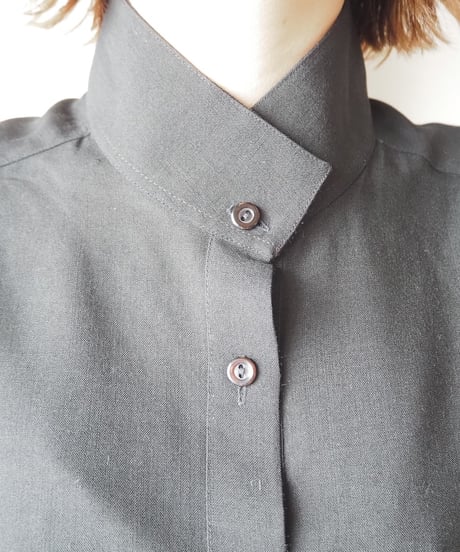 Stand Collar Wool Shirt BK