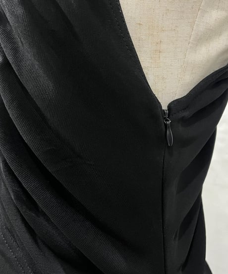 Neck Strap Gather Design Dress BK