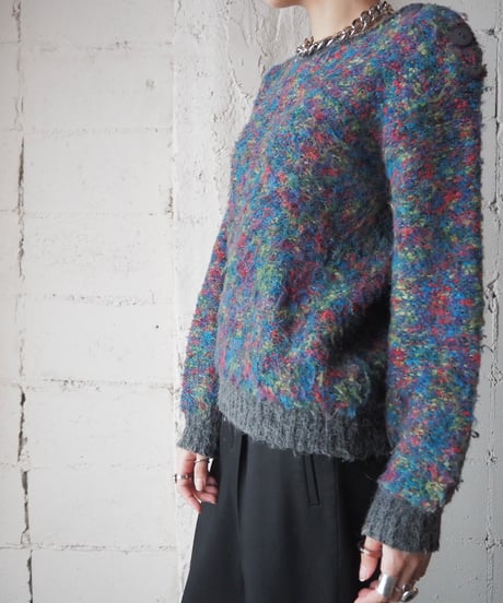 Shoulder Button Mix Color Mohair Knit BLPIOR