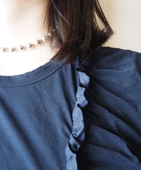 Y's Asymmetric Ruffle Gathered T-Shirt NV