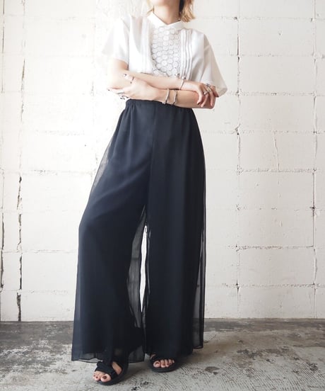 Sheer Layered Easy Pants BK