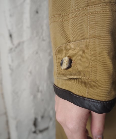 Leather Collar Cotton Long Coat CM