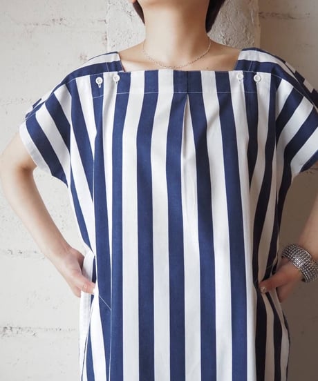 Square Neck Stripe Dress NVWH