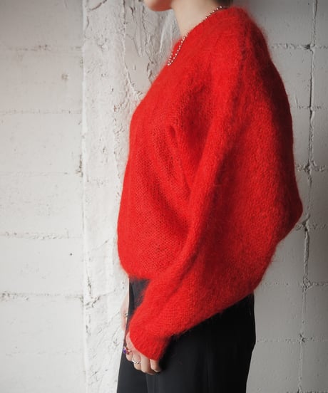 Dolman Sleeve Beads Design Mohair Knit RE