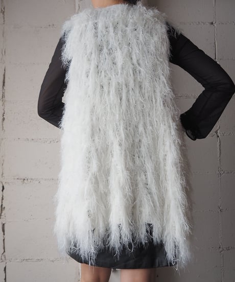 Long Shaggy Knit Vest WH