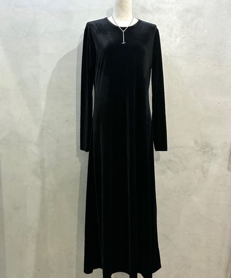 LAUREN L/S Velour Dress BK