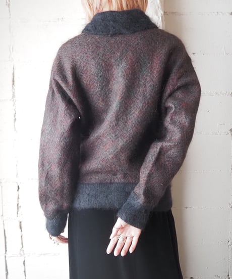 Mix Collar Mohair Knit Cardigan BKPUR