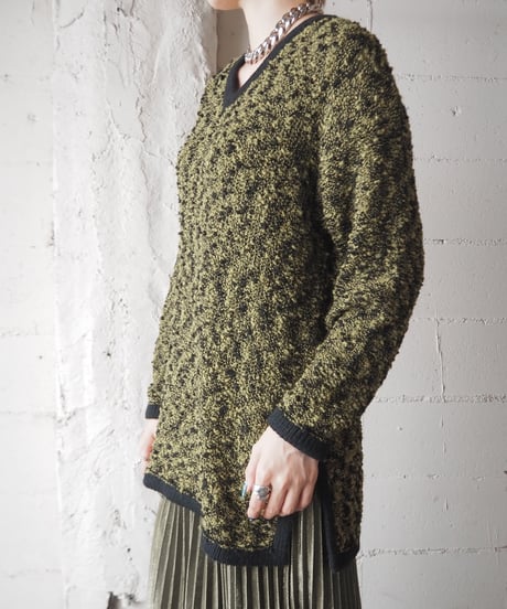 Mix Yarn V Neck Sweater YEBK
