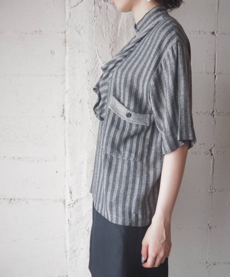Stripe Half Zip Design Shirt GR