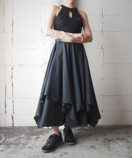 Hem Design Long Skirt BK
