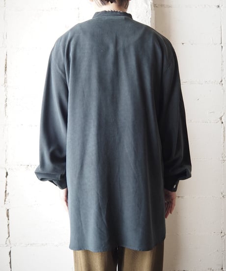 Band Collar Silk Shirt BK