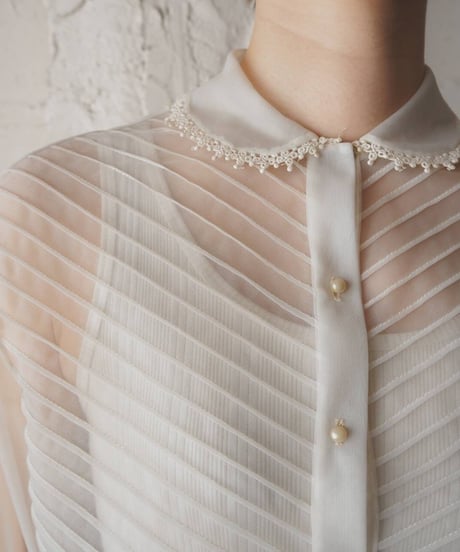 Round Collar Sheer Lace Blouse IV