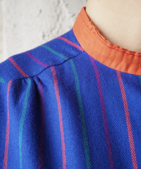 Band Collar Stripe Shirt PURRE