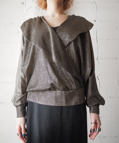 Shawl Collar Metalic Blouse GD