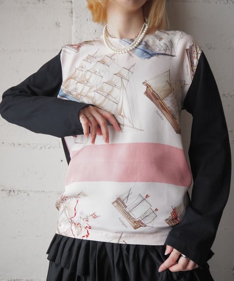 BLACK COMME des GARCONS Scarf Design L/S Tops PIBK