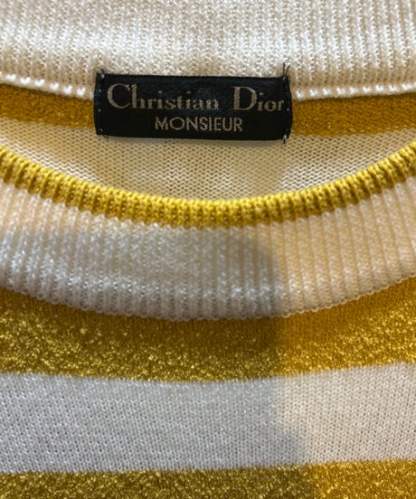 Christian Dior MONSIEUR Stripe Short Sleeve Knit YE WH BL