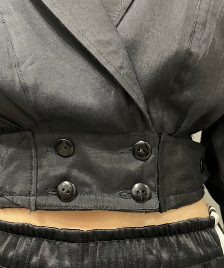 Smocking Shoulder Cropped Jacket BK