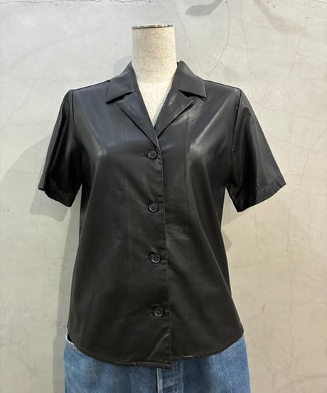BANANA REPUBLIC S/S Faux Leather Shirt BK