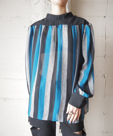 Wide Silhouette Stripe Blouse BKBLGR