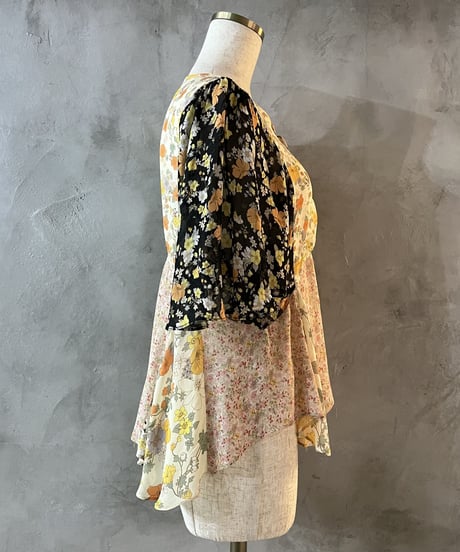 Flower Pattern Lace up Blouse IV
