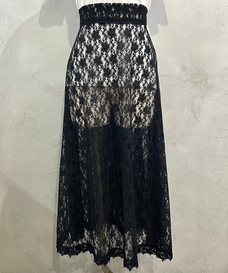 Flower Lace See-through Skirt BK