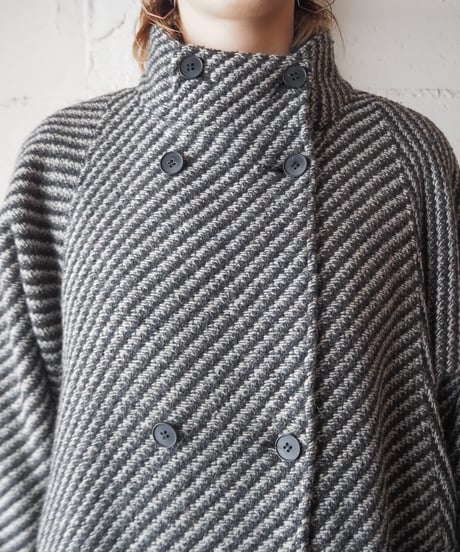 Stand Collar Tweed Coat BKGR