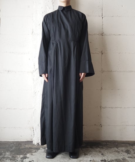 1950～60's EURO Pleated Long Dress  BK