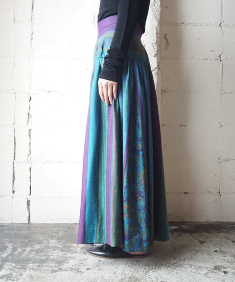 Stripe × Paisley Long Skirt BLPUR