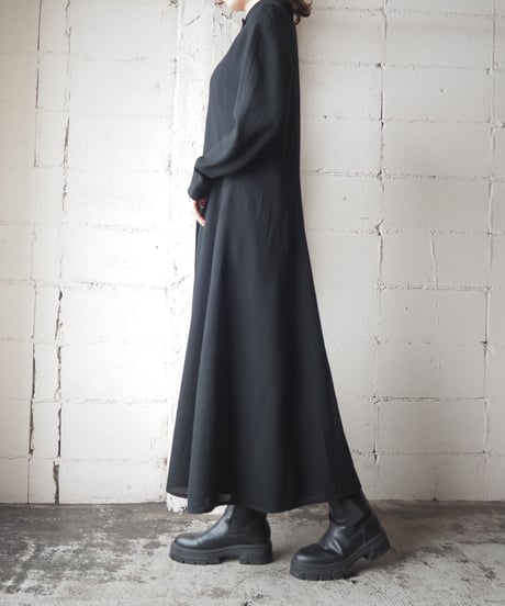 Stand Collar Flared Dress BK