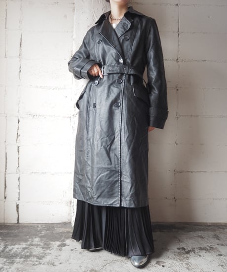 Leather Trench Coat BK