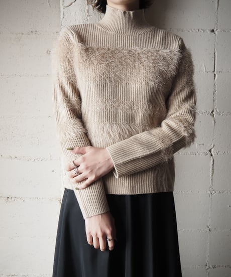 Calvin Klein Mock Neck Shaggy Knit BE