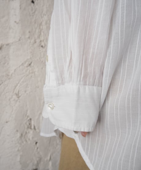 LAUREN Striped Sheer L/S Shirt WH