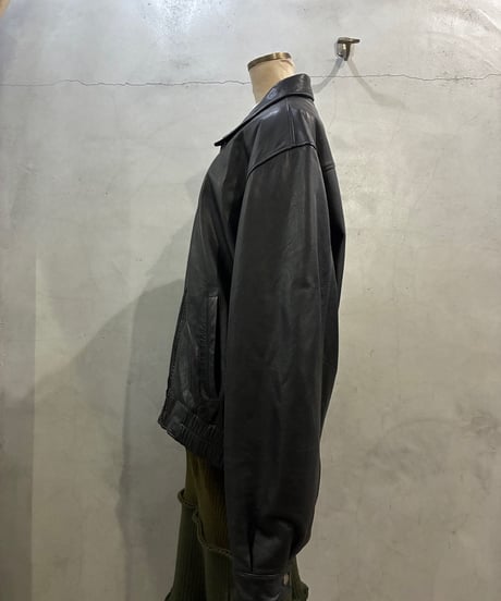 Zip Up Leather Blouson BK