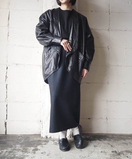 Shawl Collar Leather Jacket BK