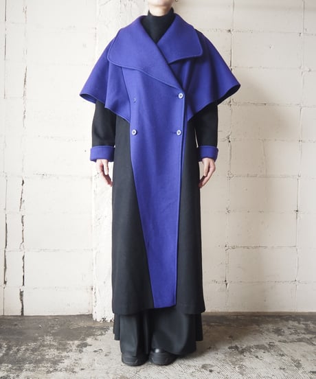1980's Bicolor Big Collar Coat BKPUR