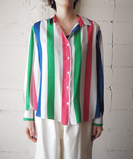 Open Collar Multi Stripe Shirt WHPIGN