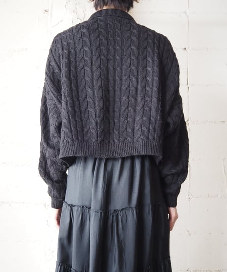 Wide Silhouette Collar Cardigan BK